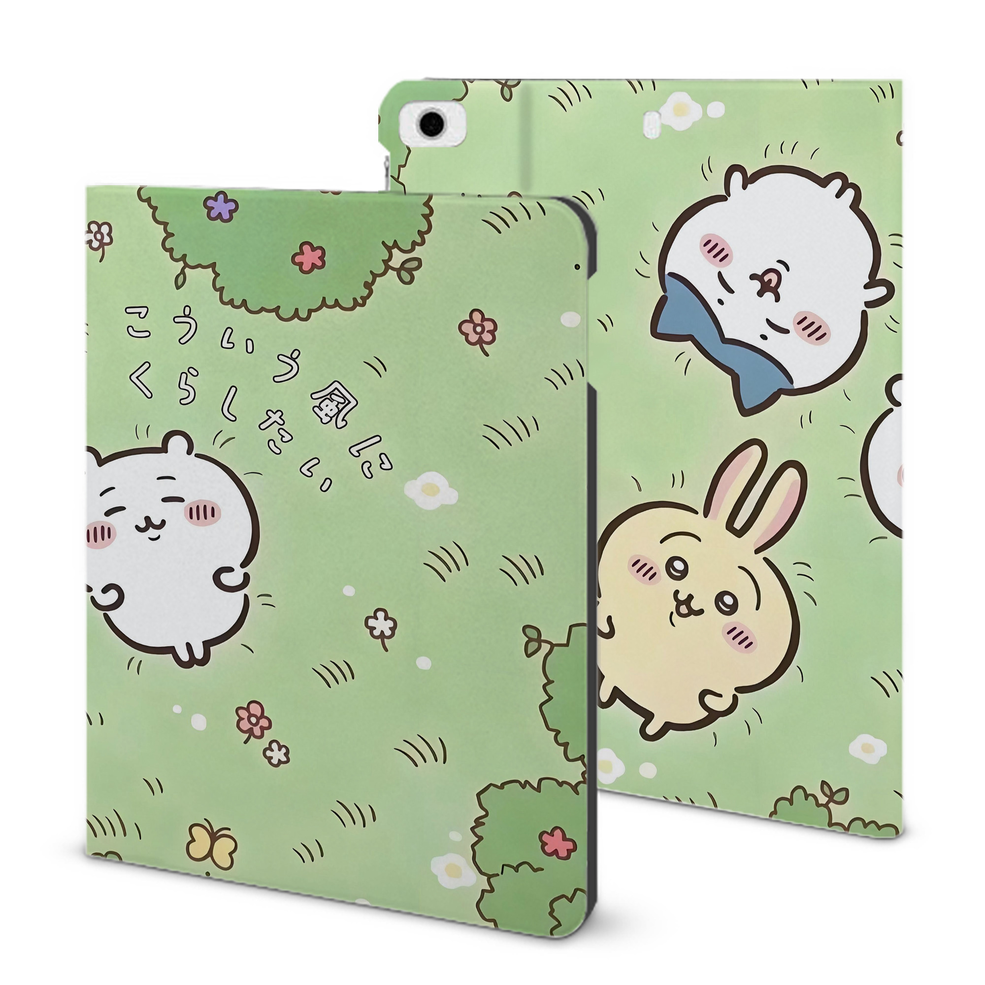 （画像用） ちいかわ Chii-kawa IPad ケース ブック型 PUレザー TPU 耐衝撃 軽量 薄型 ペン収納なし 全面保護 IPad 各モデル対応